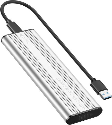 M.2 SATA SSD Enclosure Adapter,USB3.2 Gen1 5Gbps Type-C to SATA NGFF Based M.2 Solid State Drive Adapter Reader,Support B-Key(B+M Key) Silver in Saudi Arabia