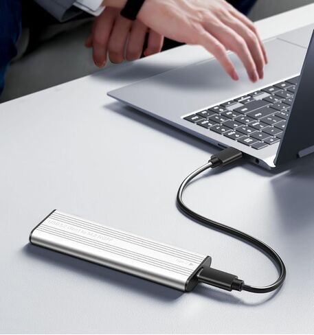 M.2 SATA SSD Enclosure Adapter,USB3.2 Gen1 5Gbps Type-C to SATA NGFF Based M.2 Solid State Drive Adapter Reader,Support B-Key(B+M Key) Silver in Saudi Arabia