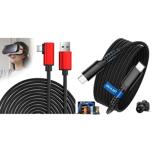 كابل USB C شحن سريع 5A 100W 6.6FT، كابل ربط 16FT لـ Apple Vision Pro، كابل ربط 5 أمتار لجهاز Galaxy XR لـ Oculus for Quest 3 3S 2 Pro، Pico 4، 5M USB 3.1 سلك طويل لسماعات VR PC in Saudi Arabia