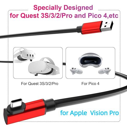 كابل USB C شحن سريع 5A 100W 6.6FT، كابل ربط 16FT لـ Apple Vision Pro، كابل ربط 5 أمتار لجهاز Galaxy XR لـ Oculus for Quest 3 3S 2 Pro، Pico 4، 5M USB 3.1 سلك طويل لسماعات VR PC in Saudi Arabia