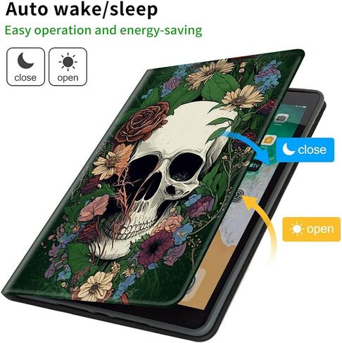 Case for All-New Kindle 11th/12th Generation 6 inch 2022/2024 Release Lightweight Protective PU Leather Smart Stand Cover with Auto Wake Sleep Case - Flower Skull in Saudi Arabia