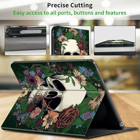 Case for All-New Kindle 11th/12th Generation 6 inch 2022/2024 Release Lightweight Protective PU Leather Smart Stand Cover with Auto Wake Sleep Case - Flower Skull in Saudi Arabia