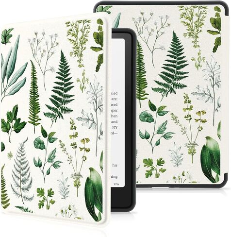 Sage Green Leaf Botanical Plant for 6" Kindle 11th Generation (2024/2022 Release) Slim Fit Lightweight Cover，Auto Sleep/Wake Protective Case for Kindle Basic(Model NO.RS23CV/C2V2L3) in Kuwait