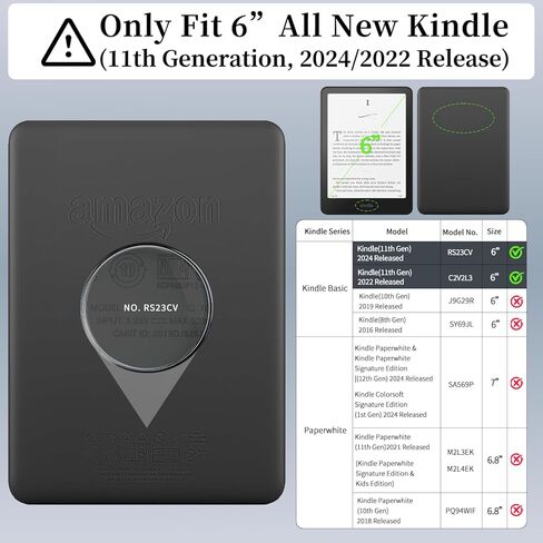 Sage Green Leaf Botanical Plant for 6" Kindle 11th Generation (2024/2022 Release) Slim Fit Lightweight Cover，Auto Sleep/Wake Protective Case for Kindle Basic(Model NO.RS23CV/C2V2L3) in Kuwait