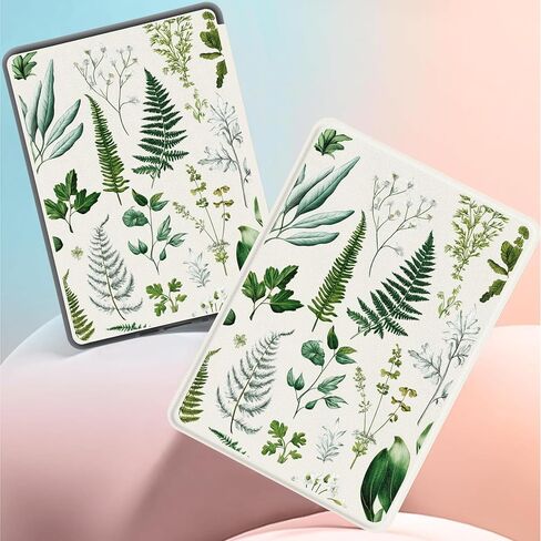 Sage Green Leaf Botanical Plant for 6" Kindle 11th Generation (2024/2022 Release) Slim Fit Lightweight Cover，Auto Sleep/Wake Protective Case for Kindle Basic(Model NO.RS23CV/C2V2L3) in Kuwait