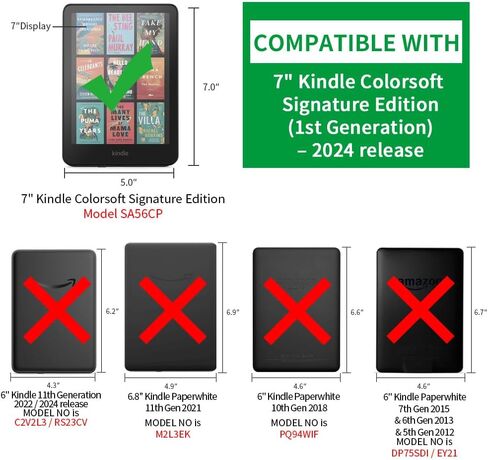 360 Degree Rotating Case for 7" Kindle Colorsoft (1th Generation-2025/2024 Release), Detachable Magnetic Design Protective Adjustable Stand Cover Clear Back with Auto Sleep/Wake, Black in Saudi Arabia