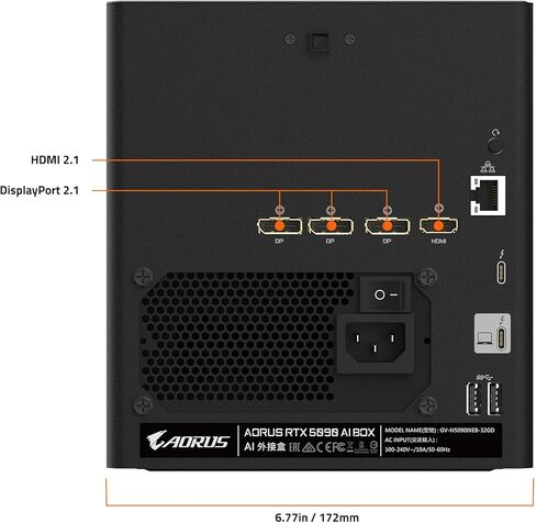 GIGABYTE AORUS RTX 5090 AI Box Graphics Card, WATERFORCE All-in-one Cooling System, Thunderbolt 5, USB-4, GV-N5090IXEB-32GD Video Card in Saudi Arabia