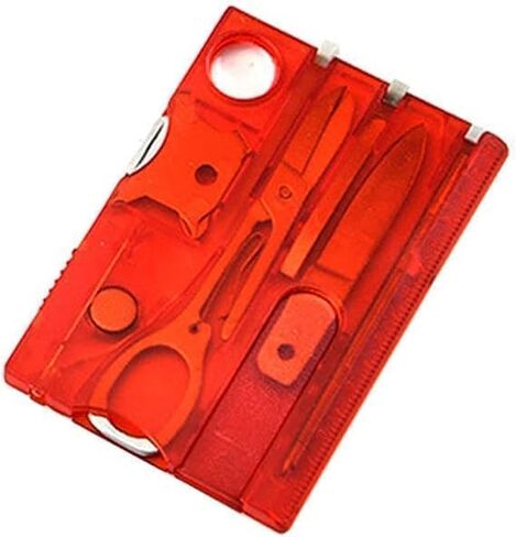 Red Outdoor Survival Bottle Opener Card Multi Tool Outdoor Barbecue Knife Camping Tool Hiking LED Light Magnifier EDC Tool Gear Multitools, Multitools and Accessories in Saudi Arabia