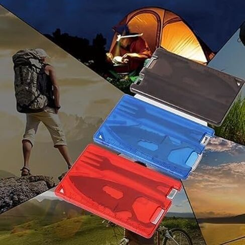 Red Outdoor Survival Bottle Opener Card Multi Tool Outdoor Barbecue Knife Camping Tool Hiking LED Light Magnifier EDC Tool Gear Multitools, Multitools and Accessories in Saudi Arabia
