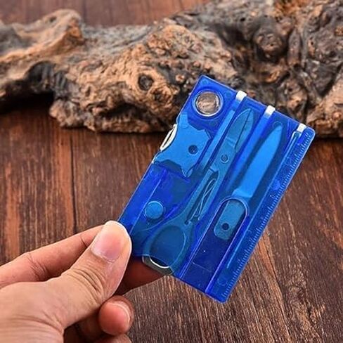 Red Outdoor Survival Bottle Opener Card Multi Tool Outdoor Barbecue Knife Camping Tool Hiking LED Light Magnifier EDC Tool Gear Multitools, Multitools and Accessories in Saudi Arabia