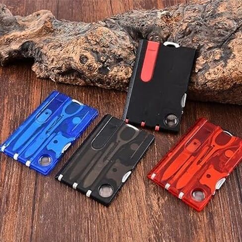 Red Outdoor Survival Bottle Opener Card Multi Tool Outdoor Barbecue Knife Camping Tool Hiking LED Light Magnifier EDC Tool Gear Multitools, Multitools and Accessories in Saudi Arabia