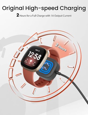 شاحن Sinoacc لساعة Fitbit Sense & Versa 3 الذكية، سلك كابل شحن سريع بديل لساعة Sense/Sense 2/Versa 3/Versa 4 الذكية [1 متر/3.3 قدم] in Saudi Arabia