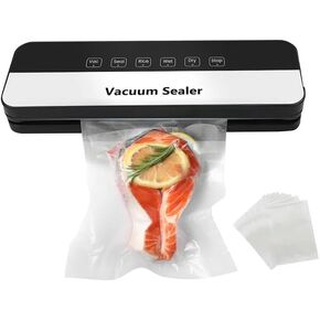 ماكينة تغليف الطعام بتفريغ الهواء بقدرة 75 كيلو باسكال مع أوضاع جافة/رطبة 6 في 1 وتصميم مدمج خفيف الوزن، مع 20 كيسًا (أسود) in Kuwait