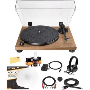 Audio-Technica AT-LPW40WN قرص دوار يدوي بالكامل بحزام - حزمة الجوز مع سماعات الرأس والكابل وبساط الانزلاق ومجموعة التنظيف وقطعة قماش تلميع أوستن بازار in Saudi Arabia