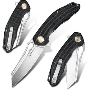 Folding Pocket Knife, 3.54" DC53 Steel Blade,4.65" G10 Handle, Liner Lock, Reversible Pocket Clip for Everyday Carry, Outdoor Activities. (Black PVD blade) in Saudi Arabia