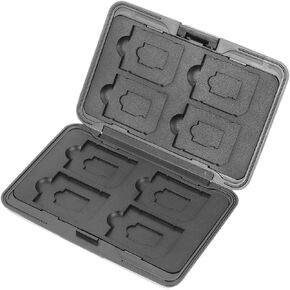 Memory Card Storage Box with 8 Slots, Portable Micro Card Holder Case for Digital Camera, Silver Gray Compact Organizer for Travel and Photography in Kuwait