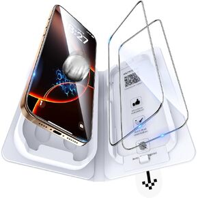 واقي شاشة زجاجي 9H+ لهاتف iPhone 16 Pro Max، زجاج مقسى عالي الدقة مقاوم للكسر بدرجة عسكرية، خالٍ من الفقاعات، صديق للحافظة (تركيب بسحب واحد) - عبوة من قطعتين in Kuwait