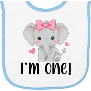 inktastic Babys First Birthday Elephant Baby Terry Cloth Bib in Saudi Arabia
