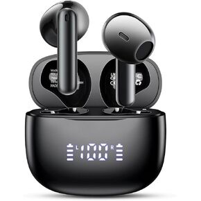 Wireless Earbuds, Bluetooth 5.3 Headphones, 48H LED Display Ear Buds, Bluetooth Earbuds with Noise Cancelling Mic, Hi-Fi Stereo, IP7 Waterproof, for Laptop Pad Phones Black in Saudi Arabia
