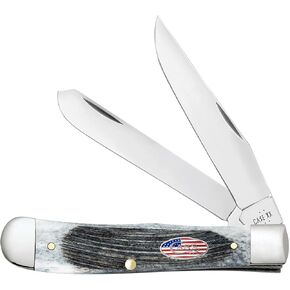 Case XX WR Pocket Knife Trapper Sawcut Gray Bone Stars & Stripes رقم الصنف 53060 (6254 SS) الطول الإغلاق: 4 1/8 بوصة in Kuwait