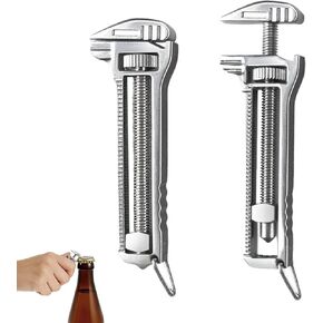 2 PCS Compact Titanium Multitool, Portable Mini Multitool Wrench, Multifunctional Bottle Opener Tool with Mini Adjustable Wrench, Nail Puller and Keychain Design, For Travel Hiking Camping in Kuwait