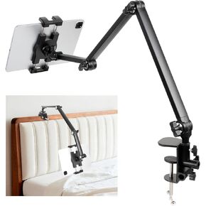 Tablet Stand Holder for Desk and Bed, Adjustable Aluminum Foldable Arm iPad Mount Clamp on Table Compatible with iPad Air Mini, Galaxy Tabs, 4.7-12.9" Tablets and Phones in Saudi Arabia