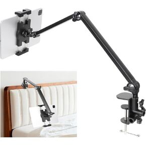 Tablet Stand Holder for Desk and Bed, Adjustable Aluminum Foldable Arm iPad Mount Clamp on Table Compatible with iPad Air Mini, Galaxy Tabs, 4.7-12.9" Tablets and Phones in Kuwait