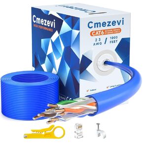 CAT6 Ethernet Cable Bulk 150FT, 23AWG 550MHz Solid CCA UTP Internet Network LAN Wire, Unshielded CAT-6 Cord with RJ45 Connector Accessories for Computers, Routers, Indoor - 150 FT, Blue in Kuwait