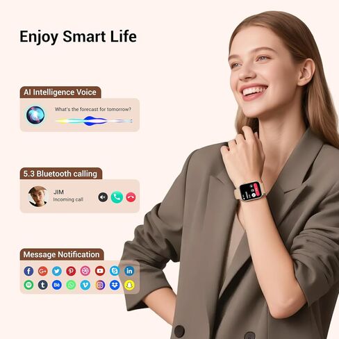 ساعة ذكية للنساء والرجال، ساعة لياقة بدنية عالية الدقة مقاس 1.91 بوصة مع مصباح يدوي LED، أكثر من 100 وضع رياضي لتتبع اللياقة البدنية، ساعة نسائية لمعدل ضربات القلب/النوم/الحيض، مقاومة للماء IP68، ساعة نسائية لنظام Android/IOS in Kuwait