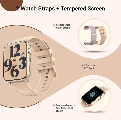 ساعة ذكية للنساء والرجال، ساعة لياقة بدنية عالية الدقة مقاس 1.91 بوصة مع مصباح يدوي LED، أكثر من 100 وضع رياضي لتتبع اللياقة البدنية، ساعة نسائية لمعدل ضربات القلب/النوم/الحيض، مقاومة للماء IP68، ساعة نسائية لنظام Android/IOS in Kuwait