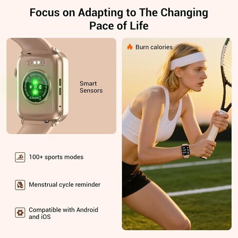 ساعة ذكية للنساء والرجال، ساعة لياقة بدنية عالية الدقة مقاس 1.91 بوصة مع مصباح يدوي LED، أكثر من 100 وضع رياضي لتتبع اللياقة البدنية، ساعة نسائية لمعدل ضربات القلب/النوم/الحيض، مقاومة للماء IP68، ساعة نسائية لنظام Android/IOS in Kuwait