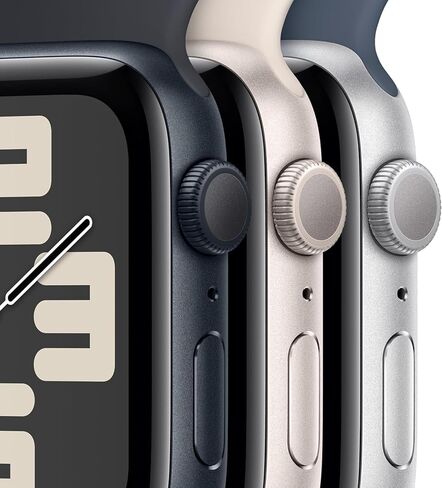 Apple Watch SE (الجيل الثاني) [GPS 40mm] - هيكل من الألومنيوم الفضي مع حزام رياضي باللون الأزرق العاصف، S/M (تم تجديد Premium) in Saudi Arabia