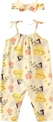 Disney Frozen Elsa Princess Minnie Stitch Marie Girls Romper with Bow Tie Strap and Headband Cute Jumpsuit for Baby & Toddler in Saudi Arabia