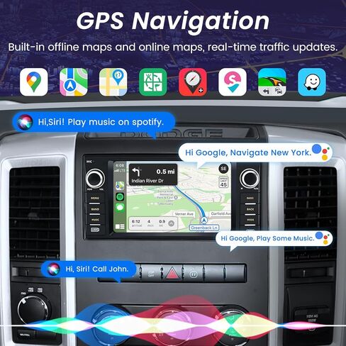 4Core+64G ROM Car Radio Stereo for Dodge Ram 1500 2500 3500 2009-2012 : 7 Inch 1280 * 800 IPS Touchscreen Wireless CarPlay Android Auto with GPS 5G WiFi Bluetooth HD Backup Camera FM in Kuwait