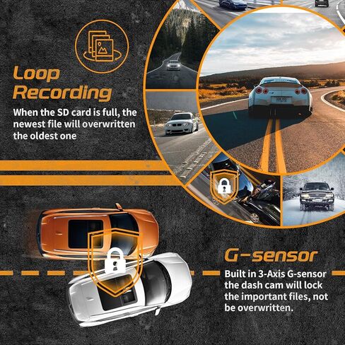 360 Degree View 4 Channel Dash Cam Front and Rear Inside Left Right, Dash Camera for Cars, 1080P Full HD 170 Deg Wide Angle Dashboard Camera with 64GB Card,G-Sensor,Loop Recording，Night Vision in Saudi Arabia