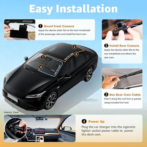 4K+2K Dash Cam Front and Rear,3.69" Touch Screen, Built-in GPS, G-Sensor, Night Vision, Loop Recording,5.8GHz WiFi 170°Wide Angle, 24H Parking Mode, Free 128GB Card Included,Support 256GB Max in Saudi Arabia