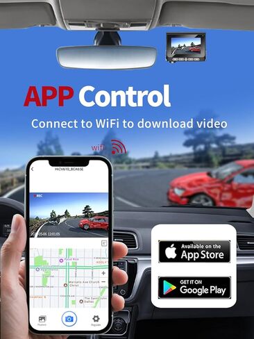 Dash Cam Front and Rear, 4K/2.5K Dual Channel Dashboard Camera Recorder, Night Vision, with Built-in Wi-Fi, GPS, App Control, Wide Angle, 24 Hours Parking Mode, G-Sensor, Included 64GB Card in Saudi Arabia