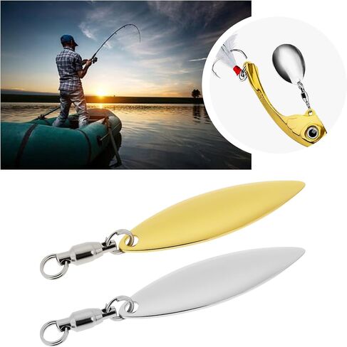 25PCS Fishing Tail Spinner with Ball Bearing Swivel Willow Leaf and Water Drop DIY Fishing Lures Accessories 32x10mm 25x8mm 18x14mm Gold Silver in Saudi Arabia
