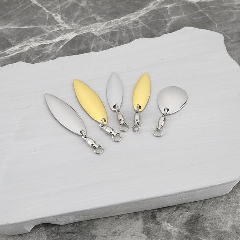 25PCS Fishing Tail Spinner with Ball Bearing Swivel Willow Leaf and Water Drop DIY Fishing Lures Accessories 32x10mm 25x8mm 18x14mm Gold Silver in Saudi Arabia