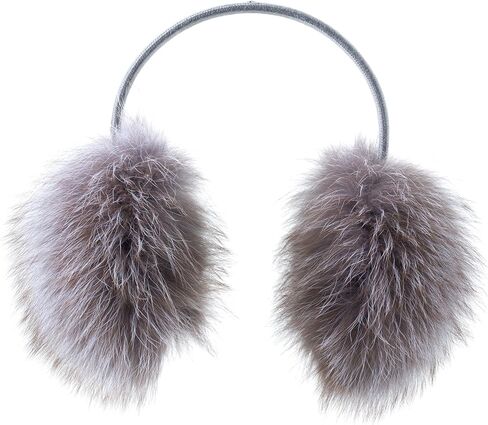 HEIZZI Real Fur Ear Muffs for Winter for Women, Fluffy Fox Fur Earmuffs with Adjustable Headband, Winter Ear Warmer for Girl in Saudi Arabia