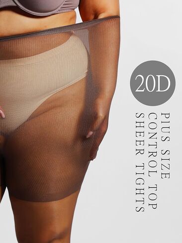 Plus Size Tights for Women, 2 Pairs Control Top Pantyhose with Reinforced Toes, Sexy Nylon Stockings in Saudi Arabia