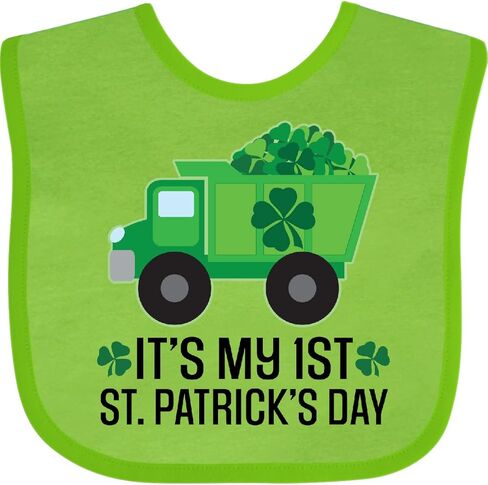 inktastic 1st St Patricks Day Construction Truck Shamrocks Baby Bib in Saudi Arabia