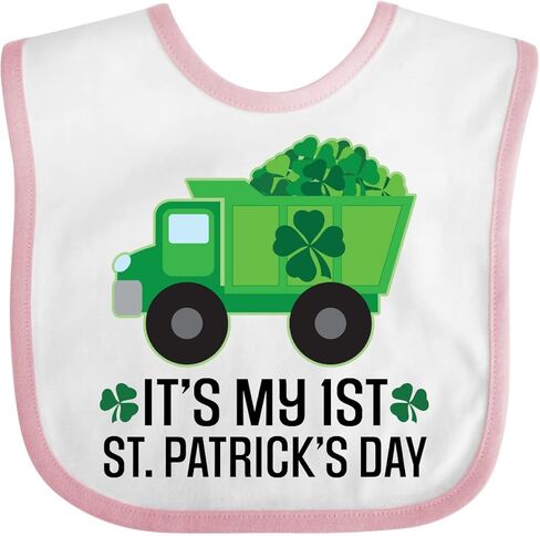 inktastic 1st St Patricks Day Construction Truck Shamrocks Baby Bib in Saudi Arabia