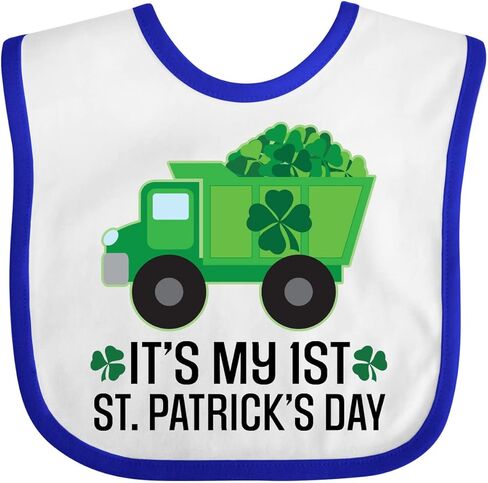 inktastic 1st St Patricks Day Construction Truck Shamrocks Baby Bib in Saudi Arabia
