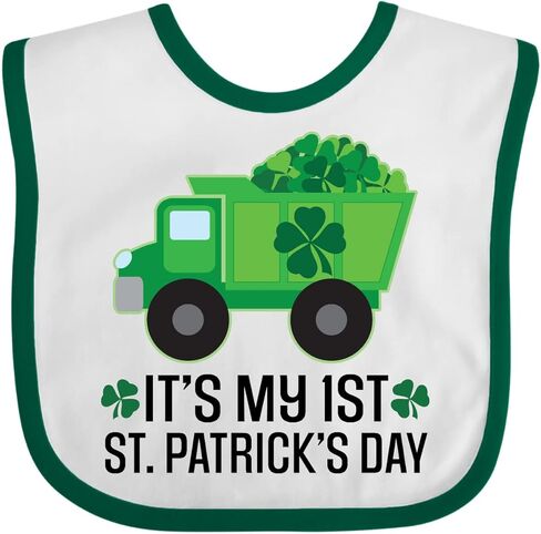 inktastic 1st St Patricks Day Construction Truck Shamrocks Baby Bib in Saudi Arabia