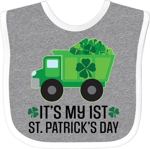 inktastic 1st St Patricks Day Construction Truck Shamrocks Baby Bib in Saudi Arabia