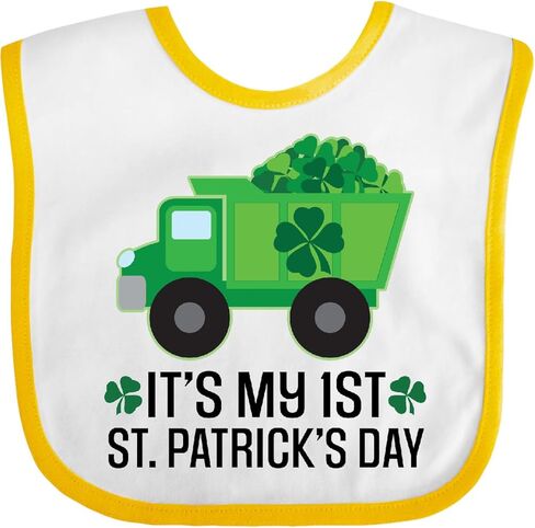 inktastic 1st St Patricks Day Construction Truck Shamrocks Baby Bib in Saudi Arabia