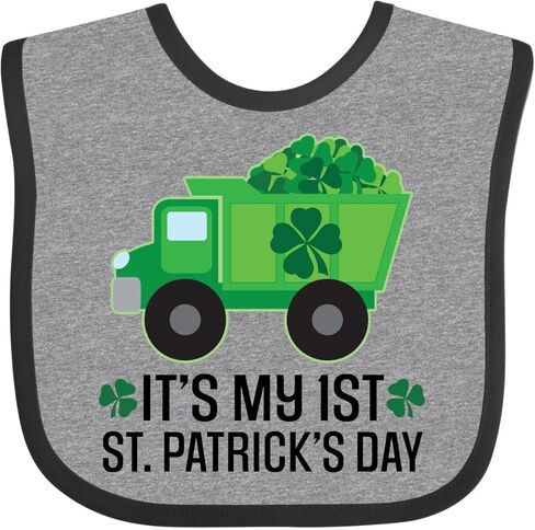 inktastic 1st St Patricks Day Construction Truck Shamrocks Baby Bib in Saudi Arabia