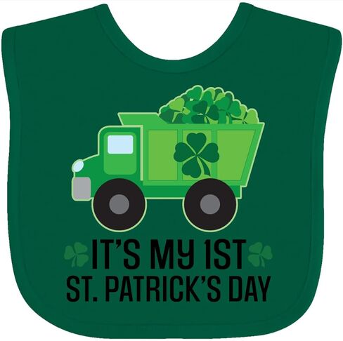 inktastic 1st St Patricks Day Construction Truck Shamrocks Baby Bib in Saudi Arabia