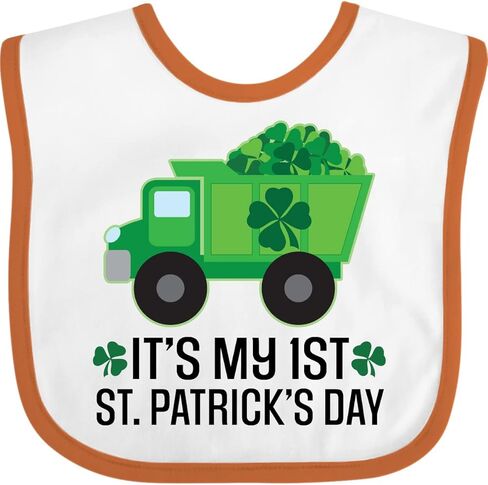 inktastic 1st St Patricks Day Construction Truck Shamrocks Baby Bib in Saudi Arabia